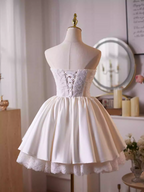 Helen White Flower Strapless Lace Satin Mini Dress Flowering Girl