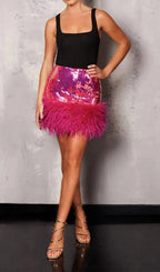 Sequin Feather Mini Skirt Flowering Girl