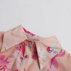 Orange Jenny Floral Printed Shirt Shorts Set Flowering Girl