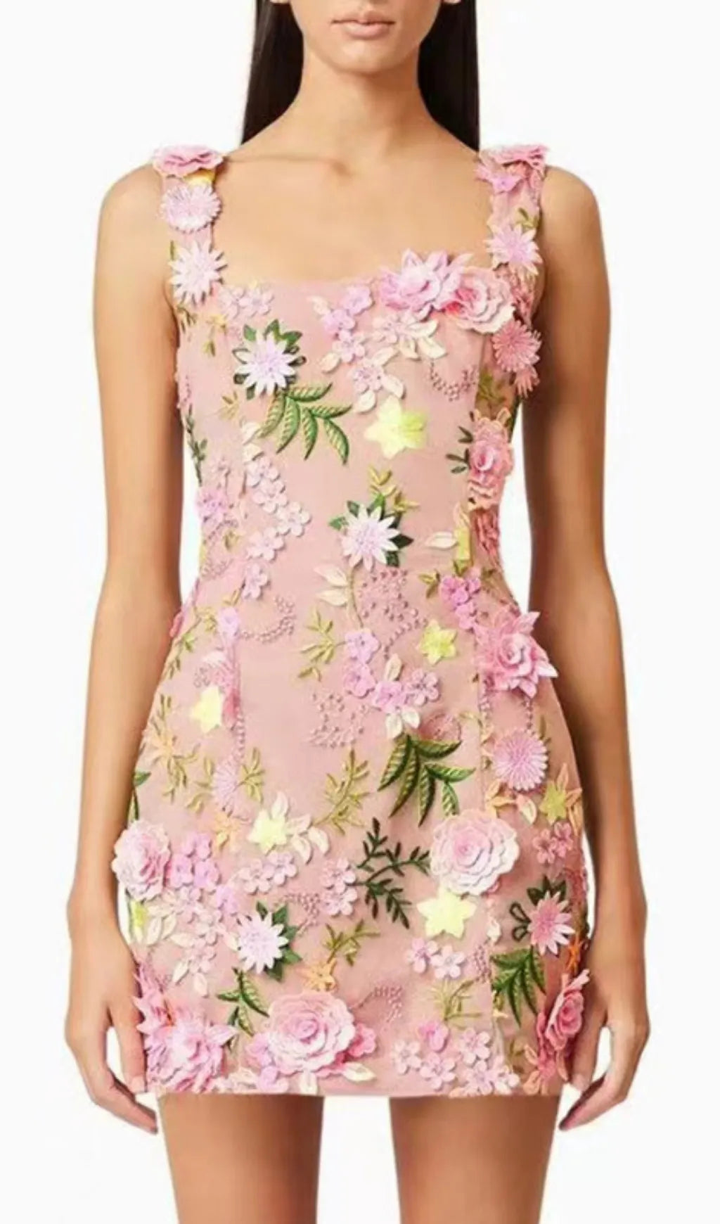 Fyodor Strappy Flower Embroidery Mini Dress Flowering Girl