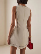Maki White Flower Embellished Mini Dress Flowering Girl