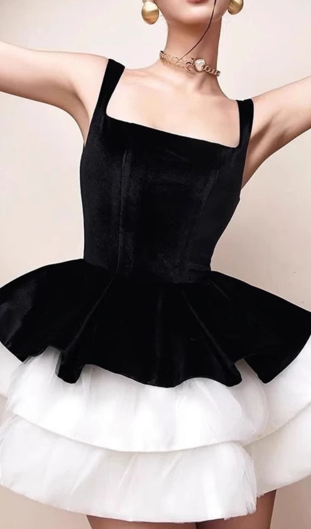 Floyce Black White Patchwork Mini Dress Flowering Girl