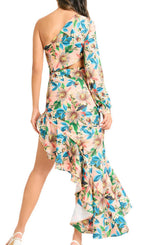 Javen Floral Printed One-Shoulder Maxi Dress Flowering Girl