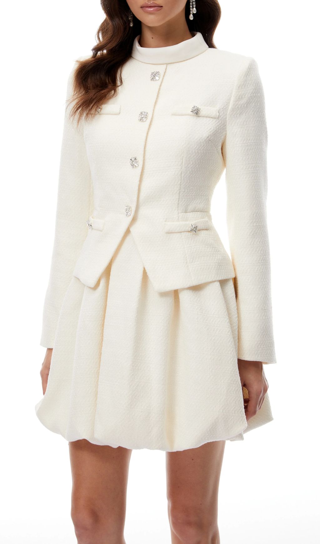 Jenner White Long Sleeve Mini Dress Flowering Girl