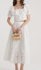 Einav White Embroidery Skirt Set Flowering Girl