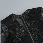 Diamond Three-Dimensional Flower Jumpsuit In Black Flowering Girl