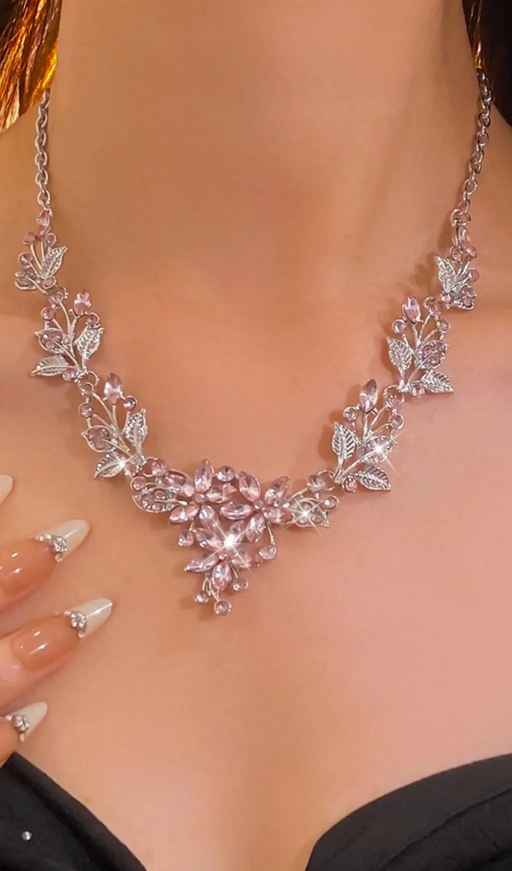 Juelz Flower Leaf Necklace & Earrings Flowering Girl