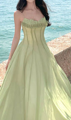 Fala Green Strappy Maxi Dress Flowering Girl