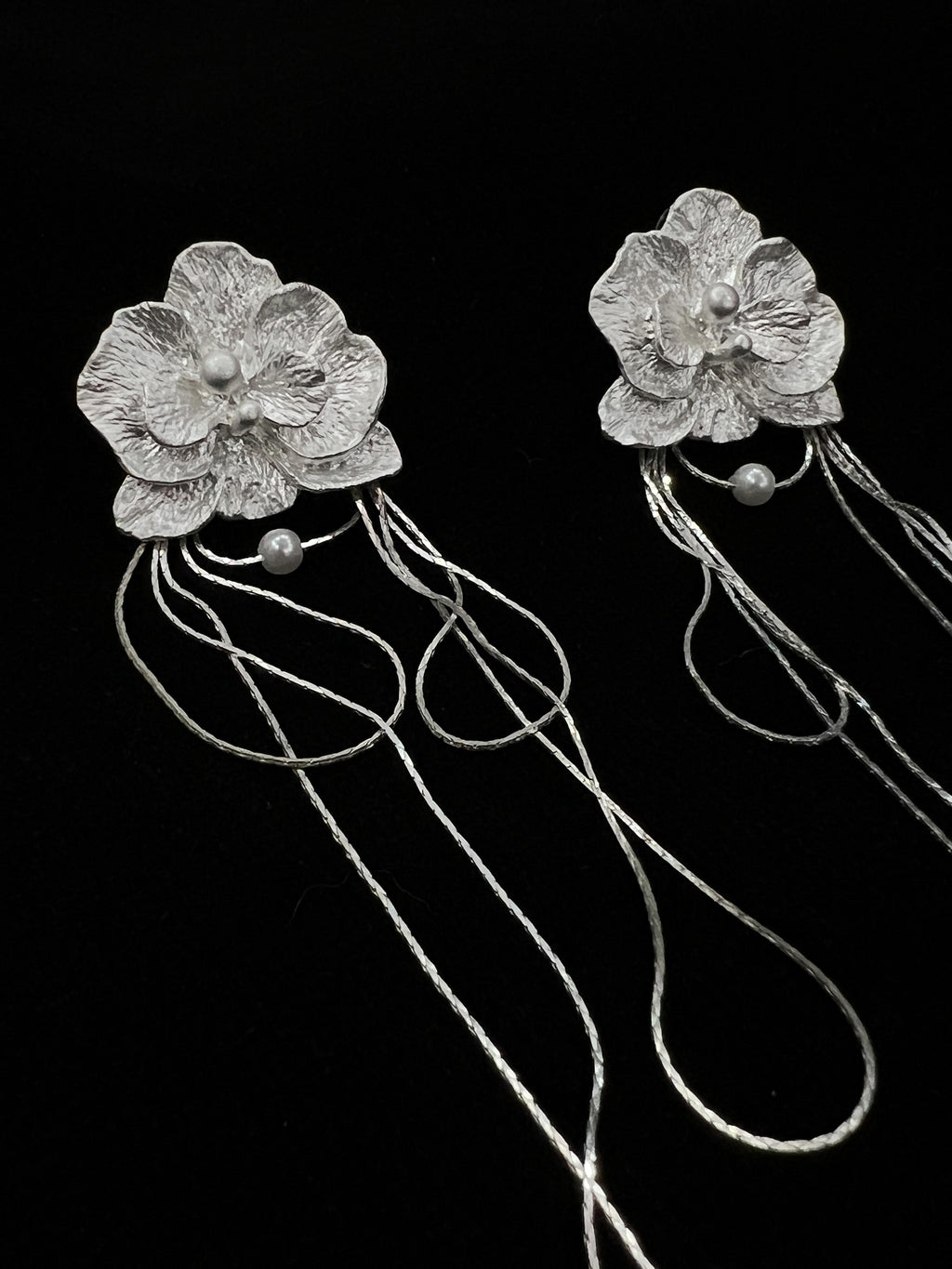 White Butterfly Orchid Earrings Flowering Girl