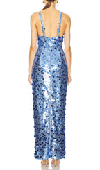 Izak Blue Strappy Sequin Maxi Dress Flowering Girl