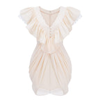 Lace V-Neck Ruffle Satin Mini Romper Flowering Girl