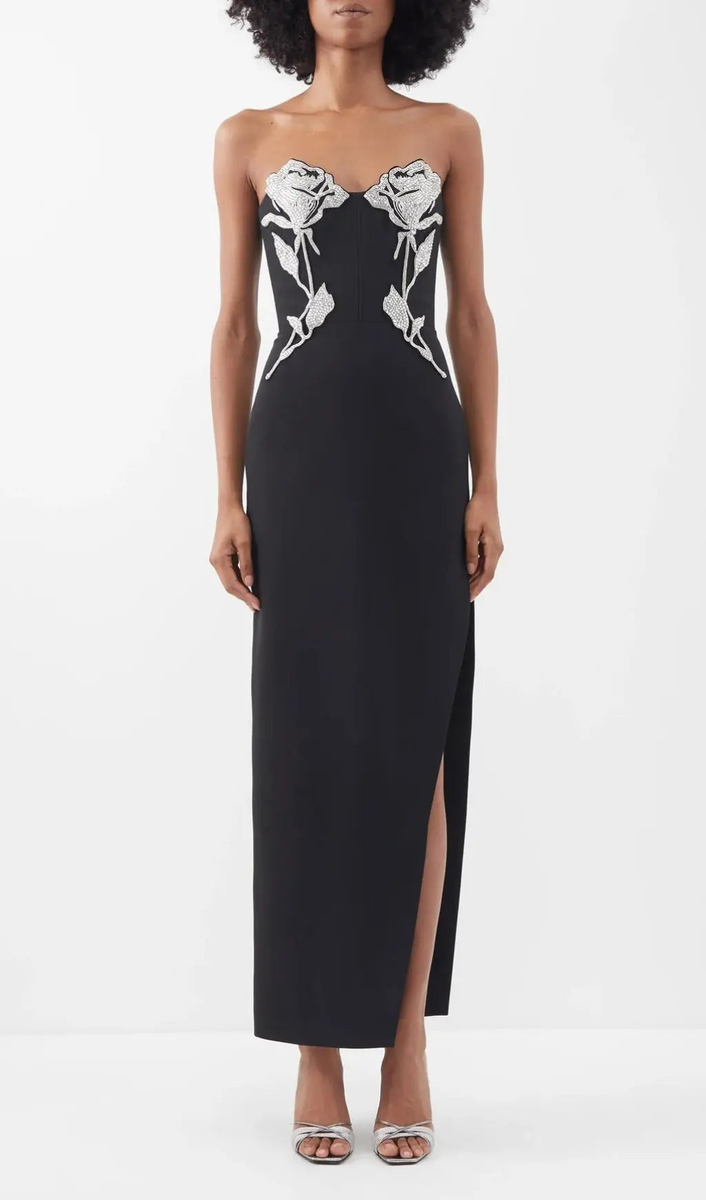 Crystal Flower Maxi Dress In Black Flowering Girl
