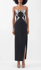 Crystal Flower Maxi Dress In Black Flowering Girl