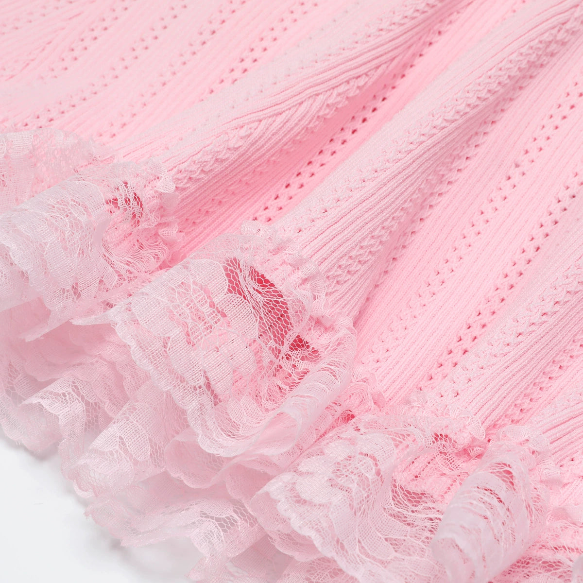 Khosrow Pink Lace Knit Mini Dress Flowering Girl