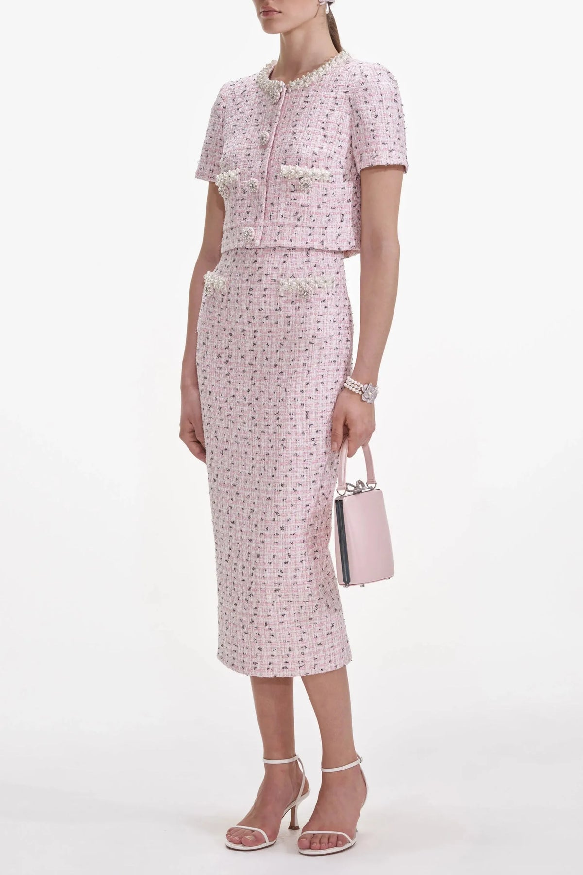Pink Boucle Pearl Top Flowering Girl