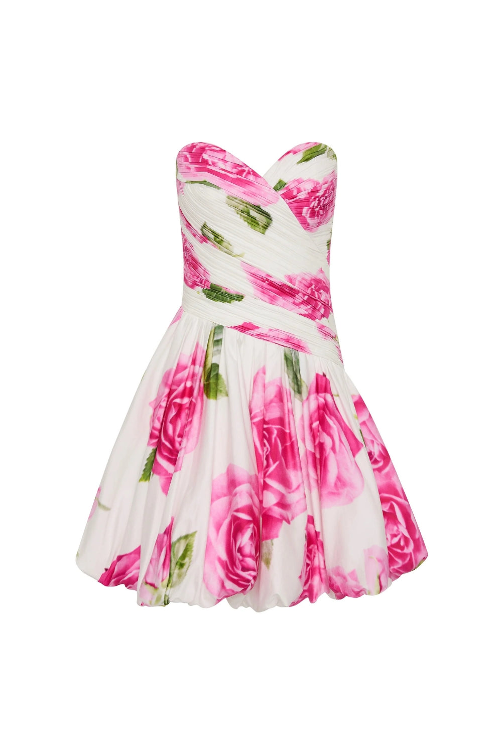 Rose Light Bubble Hem Strapless Mini Dress Flowering Girl