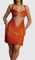 SOPHIA ORANGE SPAGHETTI SEQUIN MINI DRESS Flowering Girl