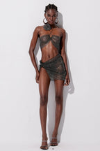 Yoko Rhinestone Mesh Halter Neck Skirt Set Flowering Girl