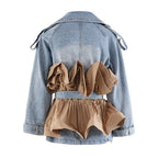 Patchwork Ruffle Denim Tunic Coat Flowering Girl