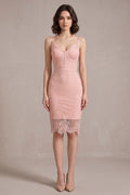 Light Pink Floral Lace Bodycon Dress Flowering Girl