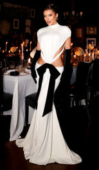 Elisae White Bow Cutout Maxi Dress Flowering Girl