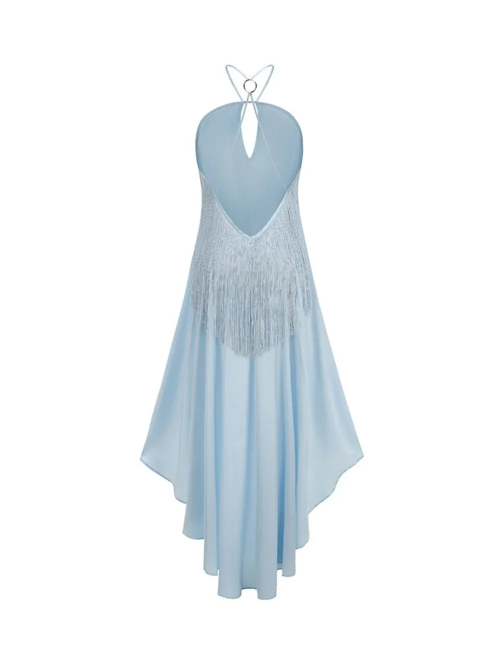 Malina Blue Halter Tassel Maxi Dress Flowering Girl