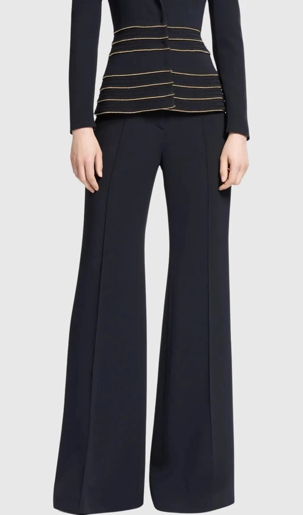 Sandy Trim Embellished Blazer & Pants Set - Black Flowering Girl