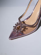 Crystal Cutout Embellished Pumps In Pink Flowering Girl