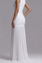 Rhinestone High Neck Sleeveless Bandage Chiffon Maxi Dress Flowering Girl