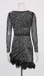 Hawkeye Black Crystal Beaded Mini Dress Flowering Girl