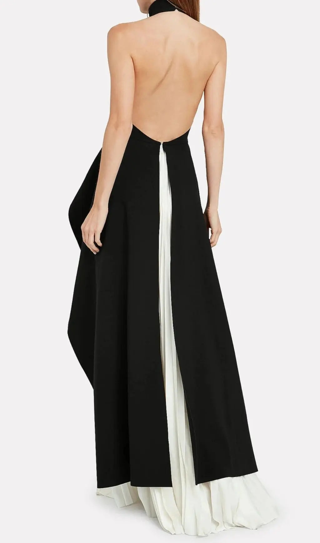 Bandage Halter Irregular Maxi Dress In Black And White Flowering Girl