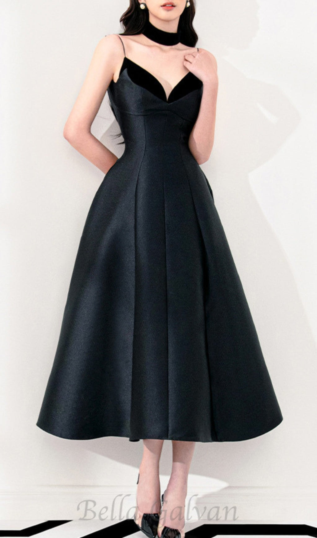 patchwork midi dress in black Flowering Girl