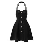 Alev Black Halter Embellished Mini Dress Flowering Girl