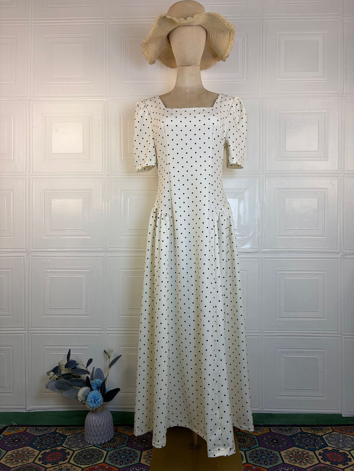 Cream Woven Cotton-Blend Fit-And-Flare Dress Flowering Girl