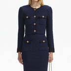 NAVY WEAVE CROPPED CARDIGAN Flowering Girl