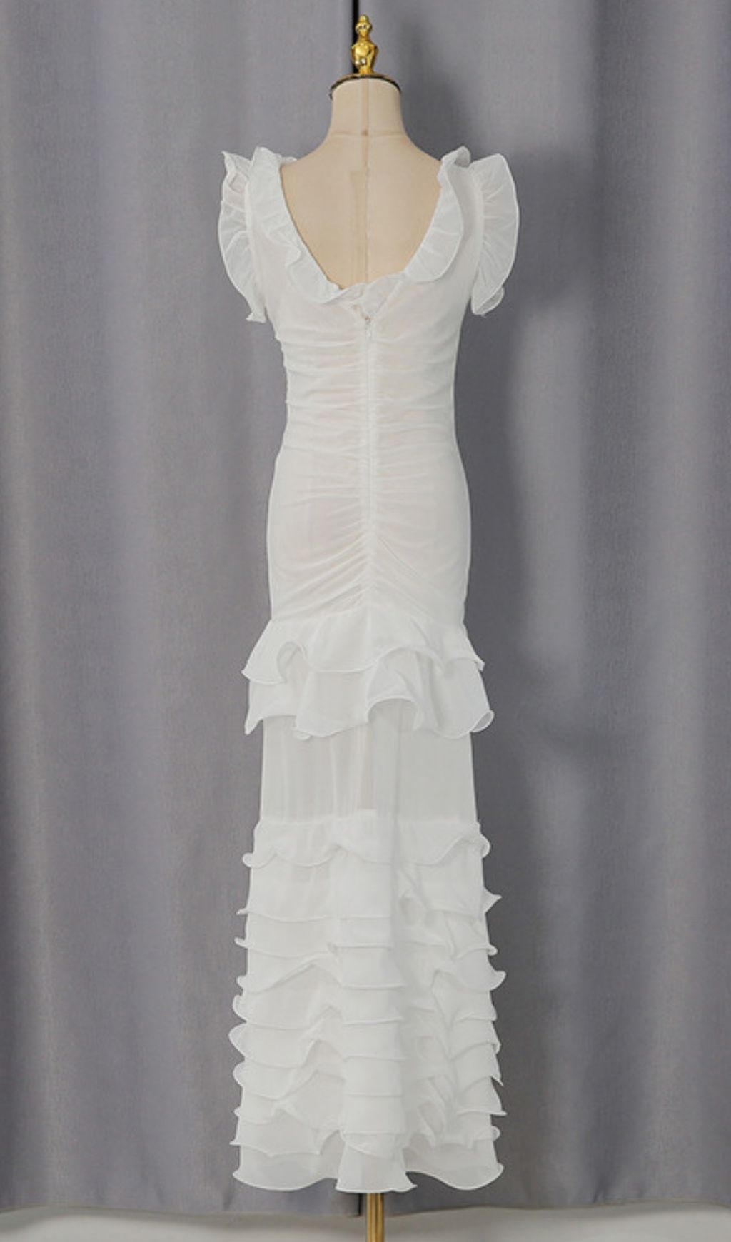 Kitana White Ruffle Maxi Dress Flowering Girl