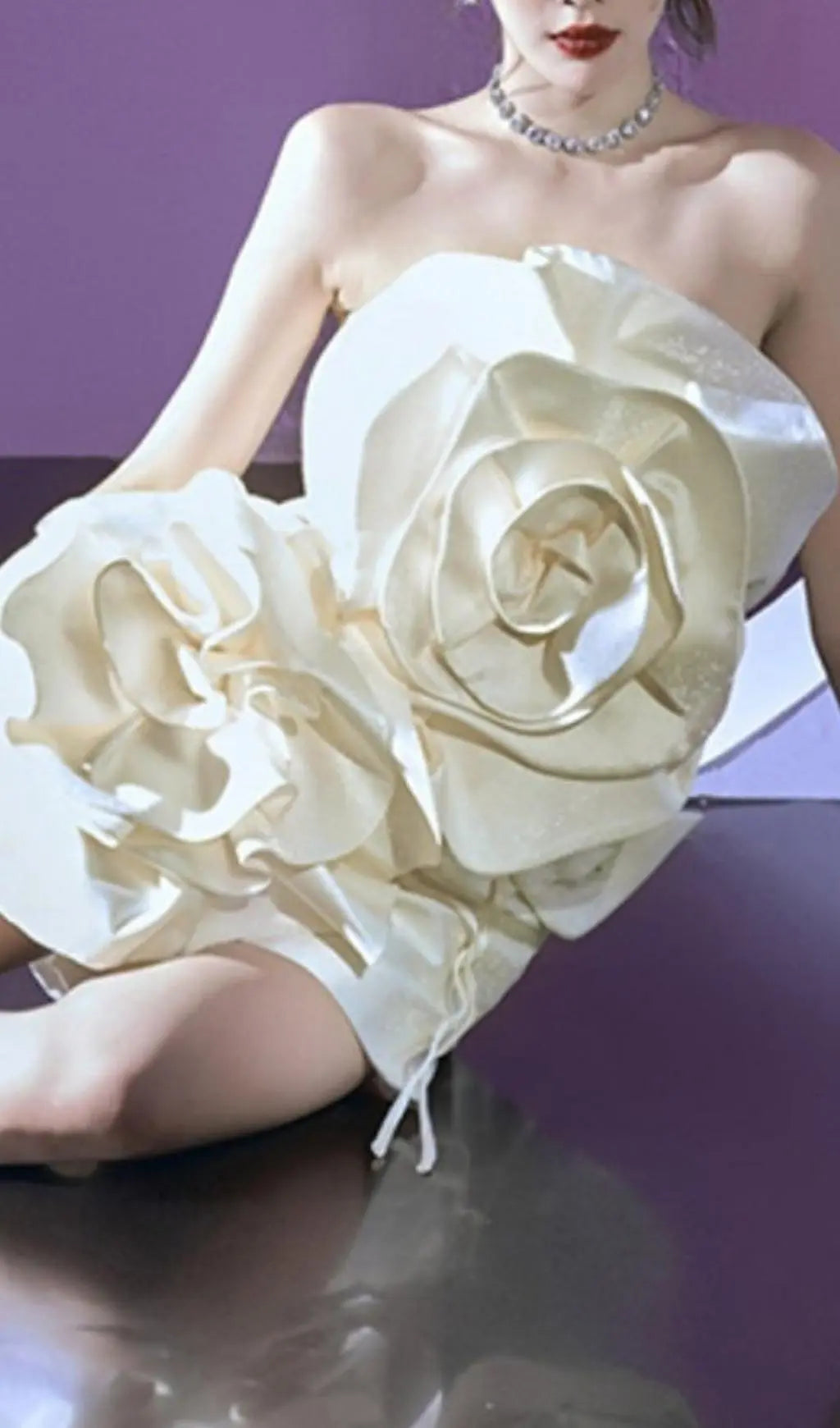 Achlys Beige Flower Bind Mini Dress Flowering Girl