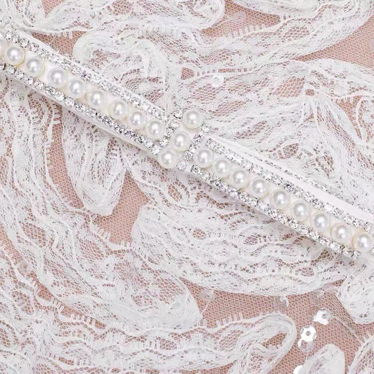 White Sequin Tulle And Lace Mini Dress Flowering Girl