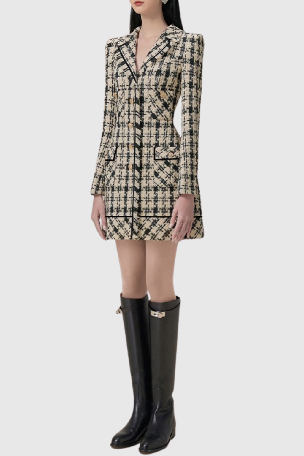 Ophelia Houndstooth Tweed Mini Dress Flowering Girl