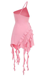 Rose-Detail Ruffled Mini Dress In Pink