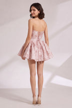 Dusty Pink Jacquard Fit-and-Flare Mini Dress Flowering Girl