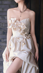 Dalal White Strapless Petal Wedding Dress Flowering Girl