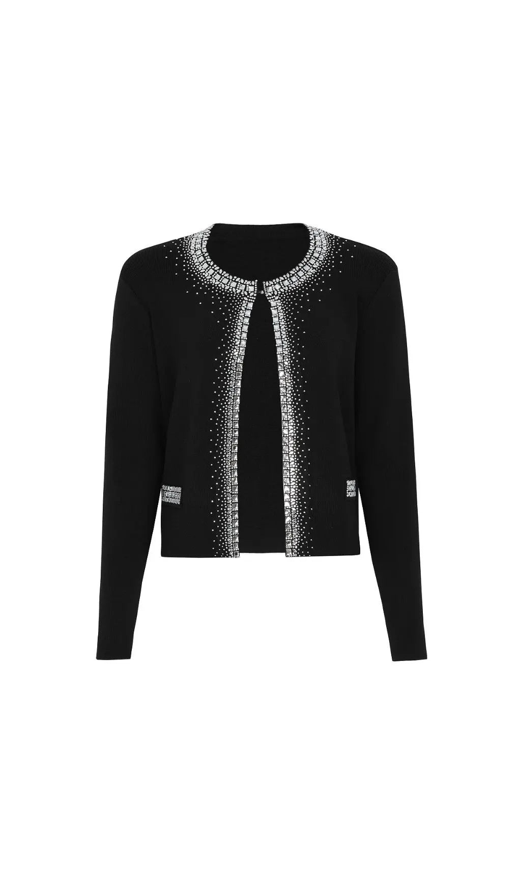 Kinsey Black Diamante Knit Cardigan & Midi Dress Set Flowering Girl