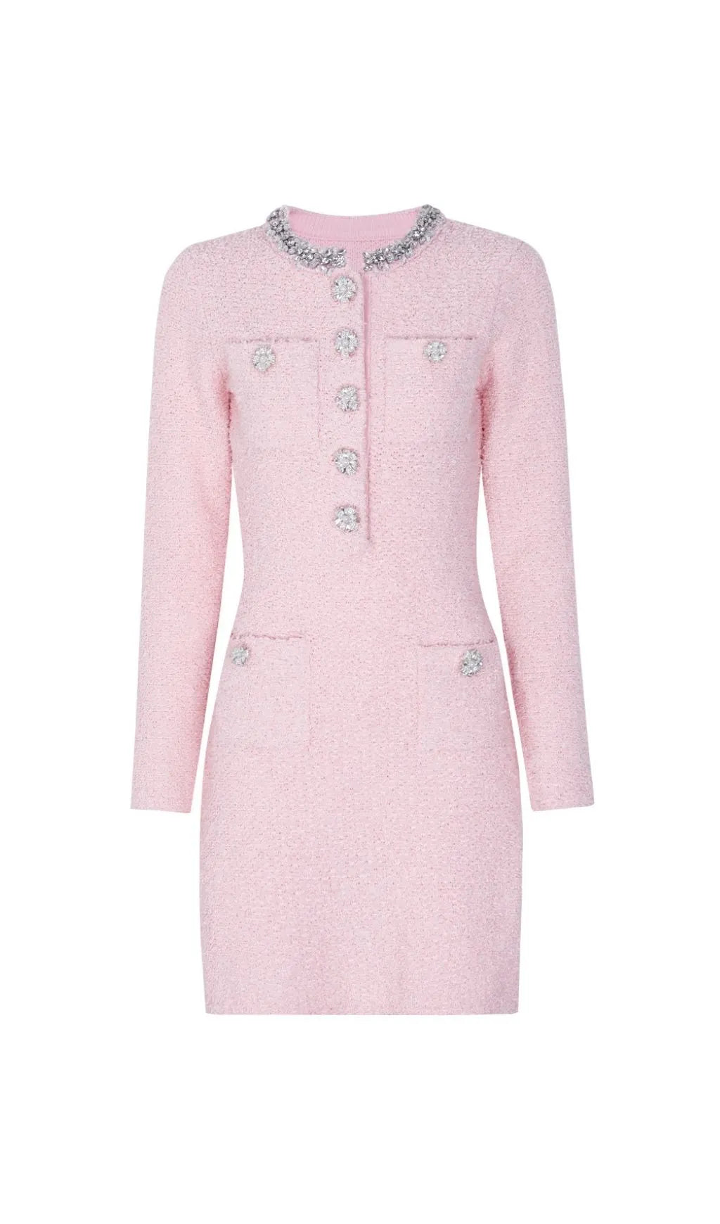 Karsyn Diamante Knit Long Sleeve Mini Dress Flowering Girl