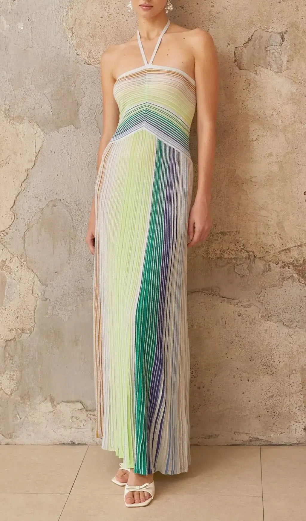 Serelith Metallic Knit Backless Maxi Dress Flowering Girl