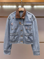 Mille Blue Embellished Denim Jacket Flowering Girl