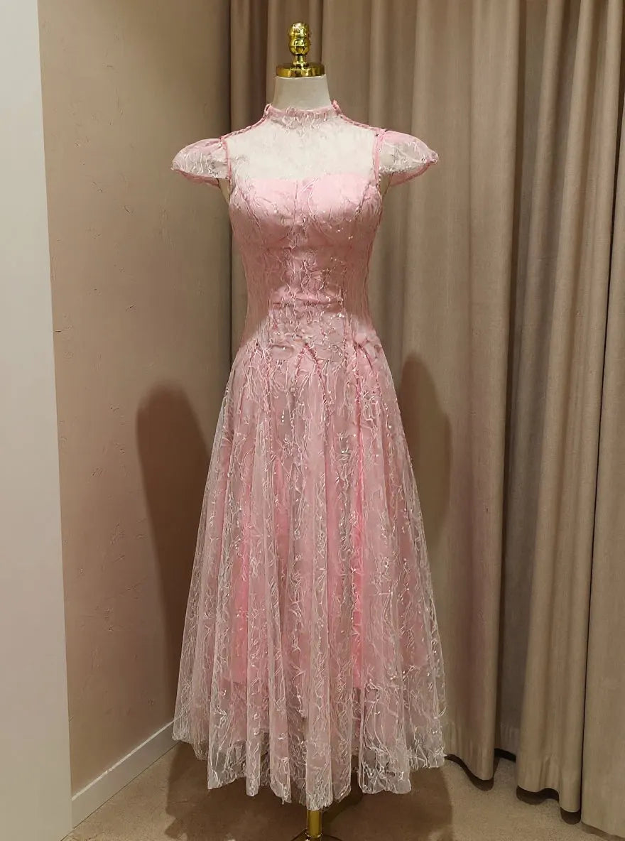 Lace Sequin A Line Midi Dress Flowering Girl