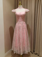 Lace Sequin A Line Midi Dress Flowering Girl