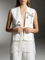 Magdaline Bow Diamante Vest Flowering Girl