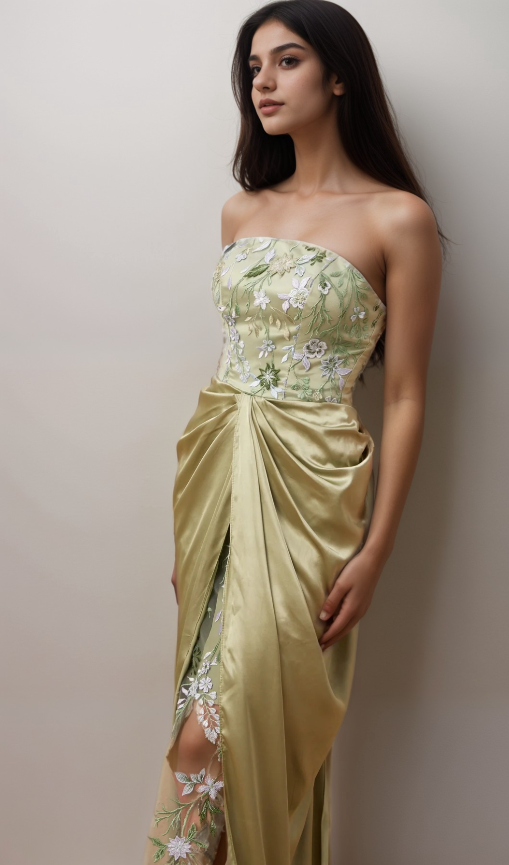 Flavia floral-embroidered panelled maxi dress Flowering Girl